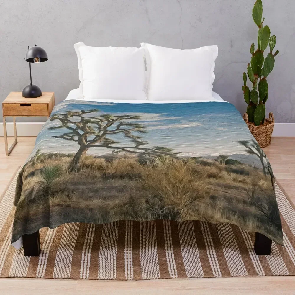 Digital Art Composition of Joshua Tree, Mojave Desert, California. Throw Blanket Luxury St Luxury Throw Blankets