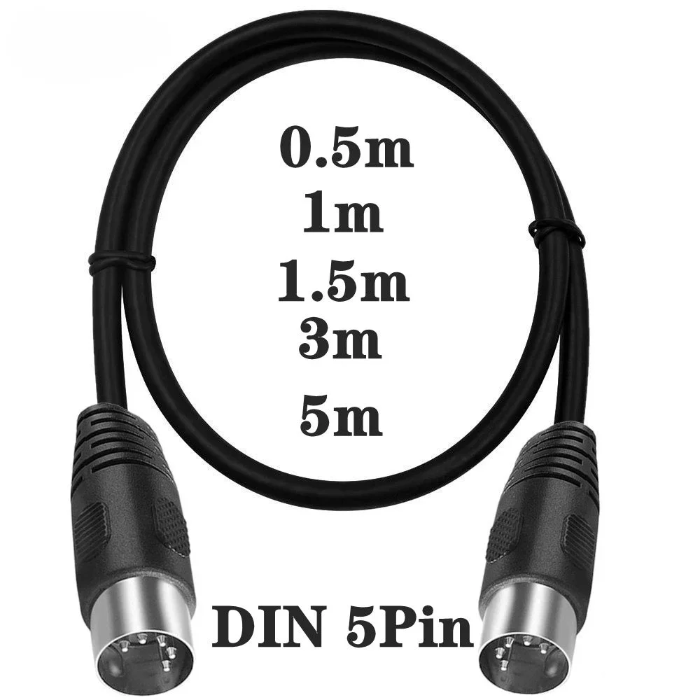 0.5m 1m 1.5m 3M 5m 90 Degree MIDI DIN 5PIN Male To Male Plug 5 Pin DIN Audio Extension Male Cable Cord Din-5pin M/M Cable