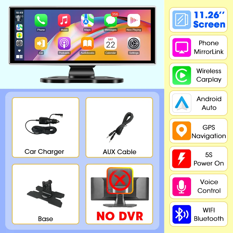 Srnubi 10.26/11.26 Inch Dash Cam 4K CarPlay Android Auto DVR 5G WIFI Dashcam GPS navigatie Video Recorder Achteruitkijkcamera