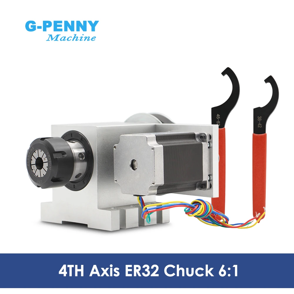 ER32 Chunk 4th Axis CNC dividing head Rotation 6:1 A Axis/ A axis kit for Mini CNC router wood working engraving machine