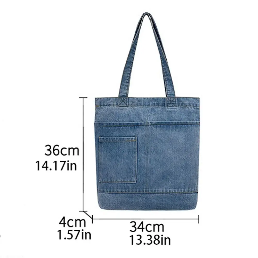 Korean Denim Shoulder Bag Girls Purse Wallets Women Large Handbag Tote Bag Teens School Bag Birthday Gifts Simple Cosmetric Bag