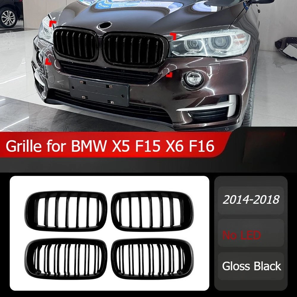 Replacement Front Bumper Kidney Grille for BMW X5 F15 X6 F16 2014-2018 Single Slat / Double Slat Mesh Grille Car Accessories