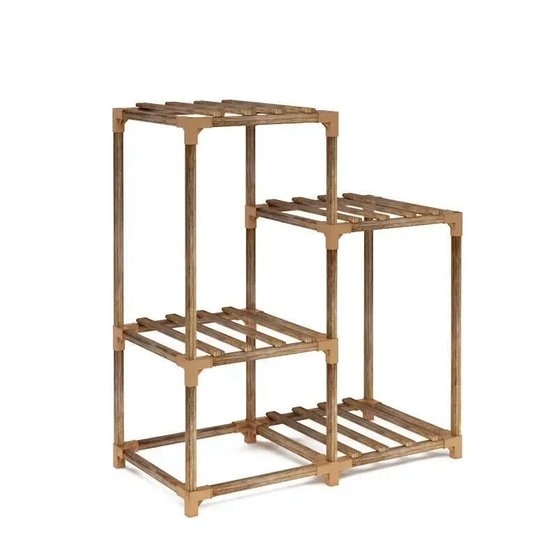 Holder Assembly Shelf Wood Shelf Plant Support Base Display Stand Corner Plant Stand Outdoor Indoor Practical Multifunctional