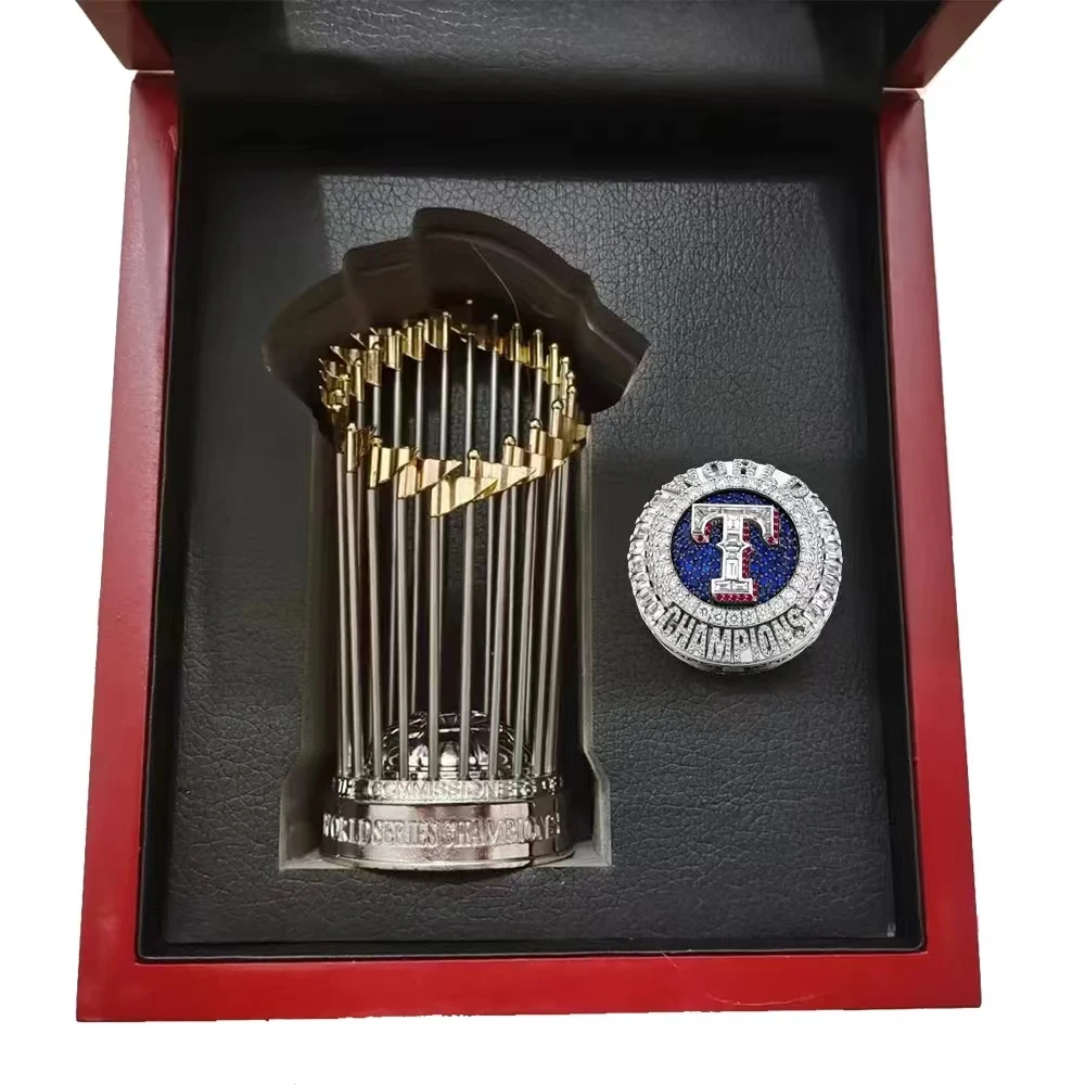 alloy  baseball trophy and rings display box  gifts for all years and team