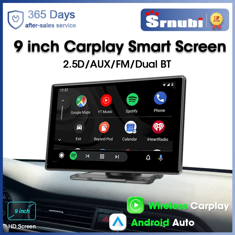 

Srnubi 9 inch Universal Car Radio Multimedia Video Player Wireless CarPlay Android Auto Smart Screen For VW Nissan Toyota