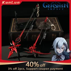 Genshin Impact Arlecchino Weapon Metal Keychain Model The Knave Scythe Red Moon Shape Sword Ornaments Katana Desk Ornaments Toy