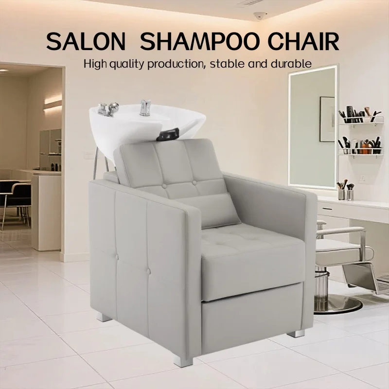 New Style Hair Salon Semi-reclining Shampoo Bed, Professional Adjustable Seated Hair Washing Chair for Salons