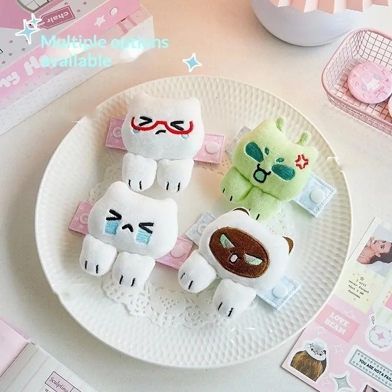 Stuffed Cartoon Cat Plush Pendant Removable Glasses Buckle Lightweight Bag Hang Decor for School Bag Birthday Gift Key Ring