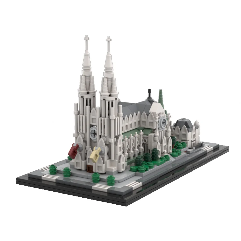 1:800 MOC St. Patrick's Cathedral Model Building Blocks New York Cathedral Compatible with Florence Church  Brick Toy Gift