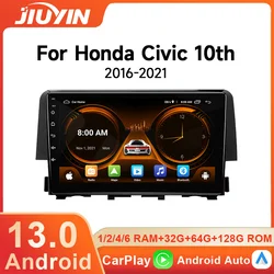 JIUYIN Android 13 Car Multimedia DSP For Honda Civic 10th 2016-2021 Radio Video Navigation Stereo Head Unit IPS Screen Carplay