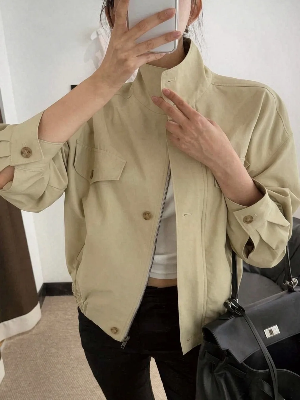 Korean Style Short Pilot Jacket Women's Fashionable Autumn New Arrival Lightweight Mature Sense Short Coat Zipper Closure
