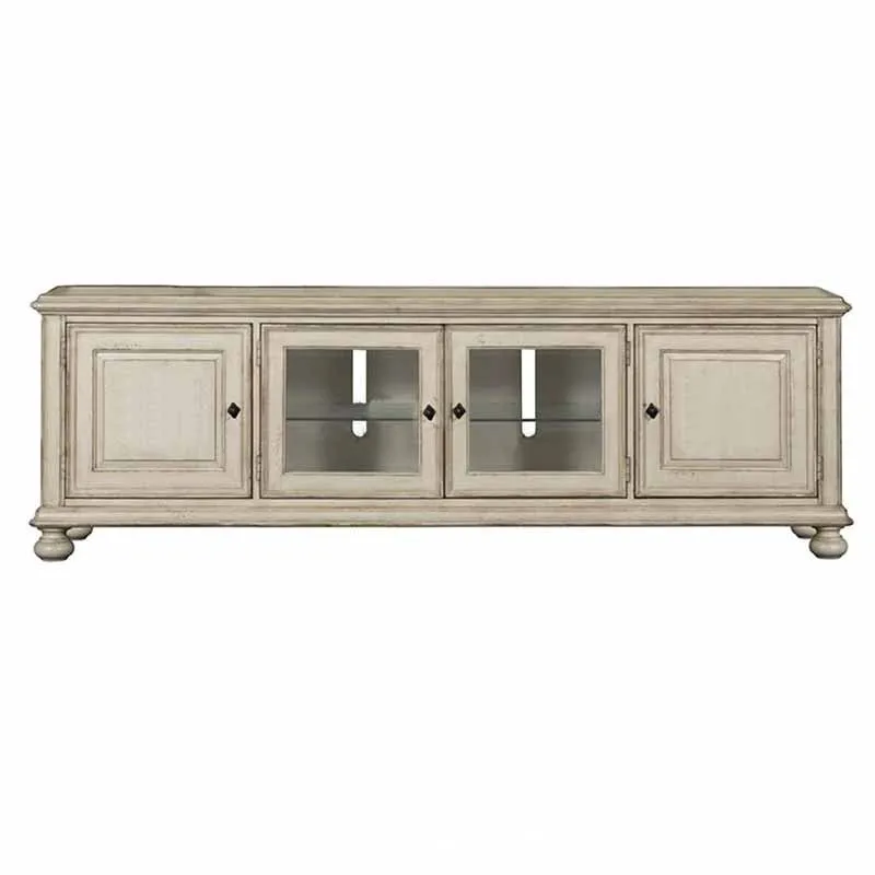 American solid wood oak TV cabinet apartment type living room vintage ivory white distressed audio-visual cabinet Four door stor
