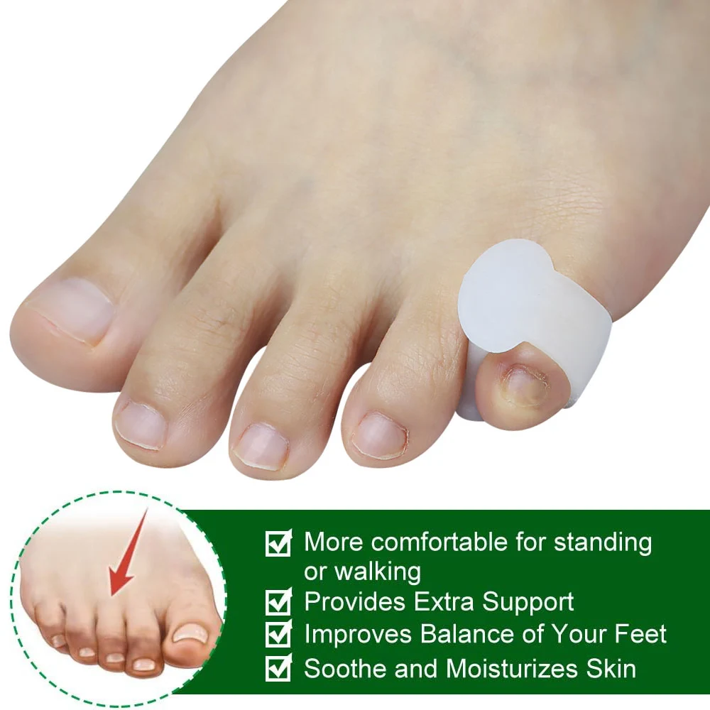Pexmen 2/4/10Pcs Gel Toe Spacers Bunion Pads Pinky Toe Separators Small Toe Protector for Overlapping and Hammer Toes