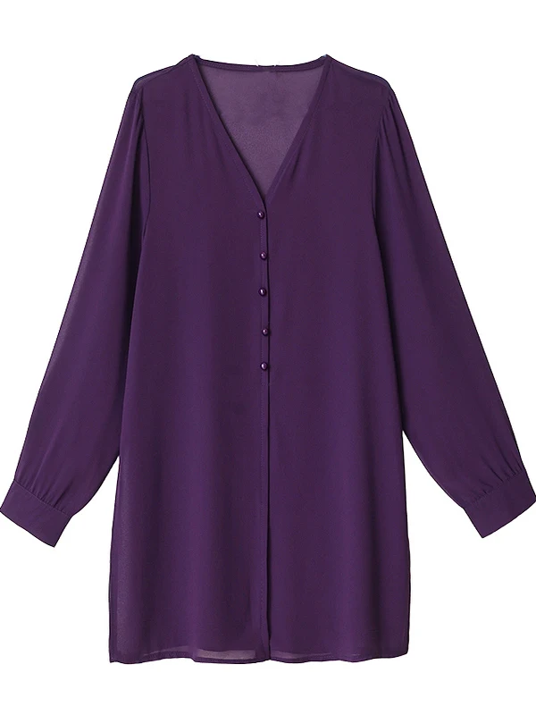 Ele Color Dames irt Groot formaat Afslankend Faionable Vleesbedekkend Halflang Lang Sve V-Ne Polyestervezel