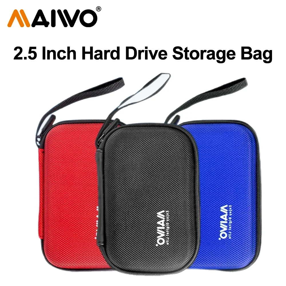 MAIWO M.2  2.5'' Hard Disk Case Portable HDD Storage Protection Bag for External M.2 Hard Drive/Earphone/Data Line SSD Box Black