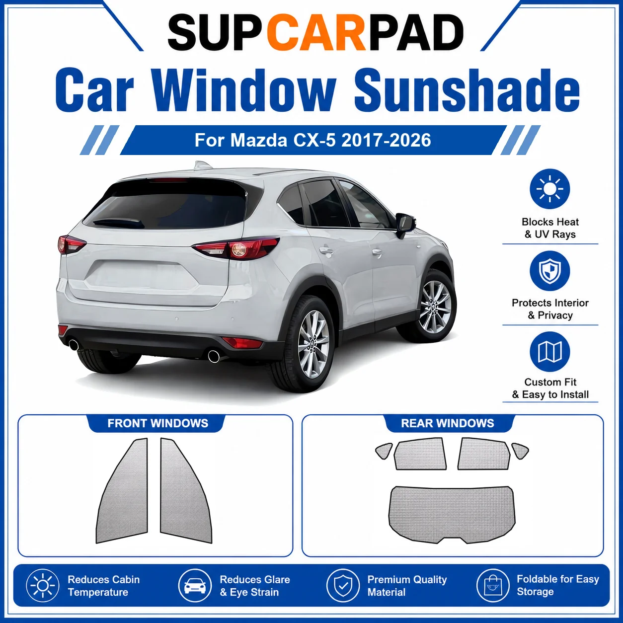 

For Mazda - Mazda CX-5 2017-2026 Full Set Car Window Sunshades UV Block Privacy Heat Insulated Foldable Car Curtain