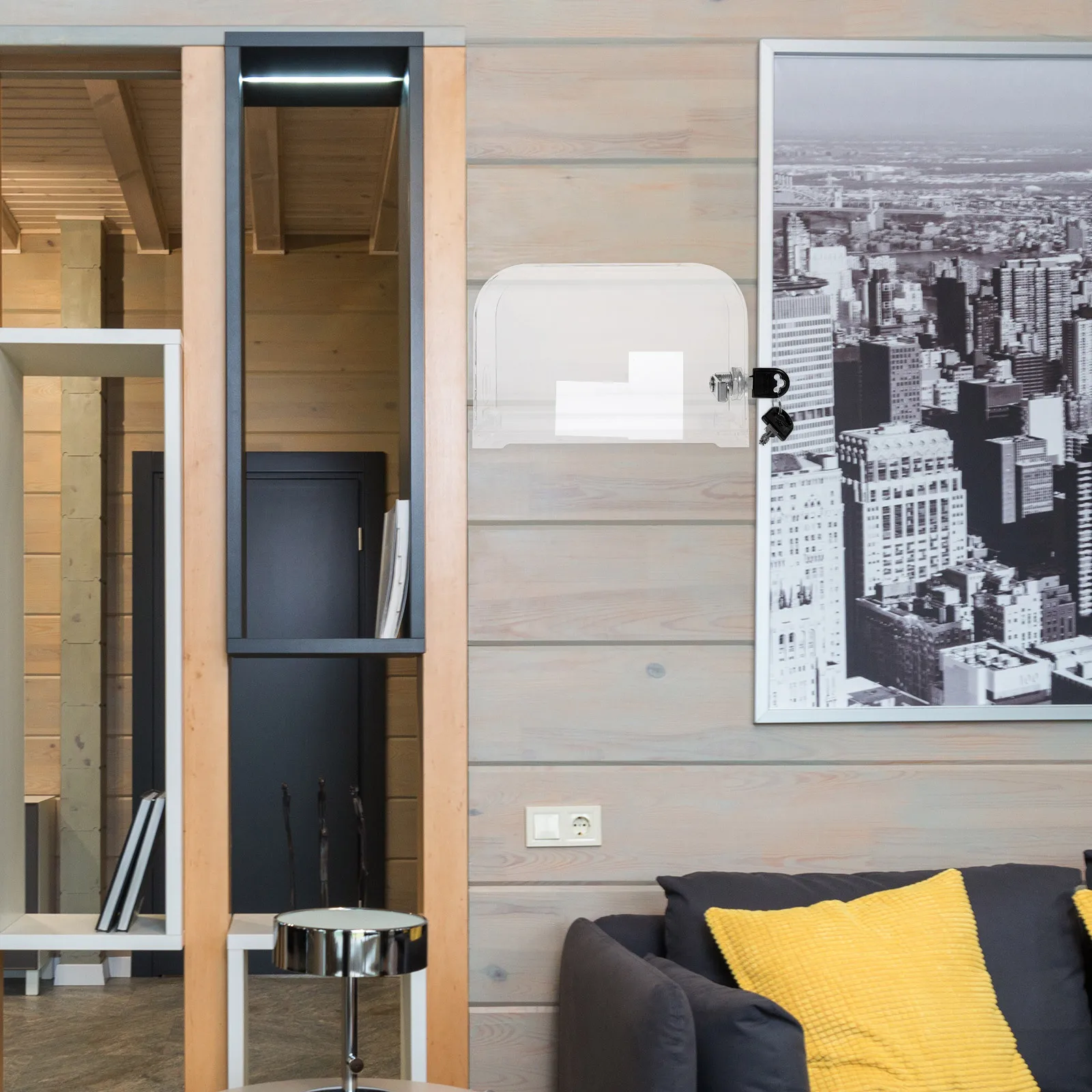 صندوق بطاقات الأعمال الأكريليك سعة كبيرة قفل آمن تصميم مكتب منظم حقيبة للتخزين حامل البطاقة حامل بطاقات المكتب