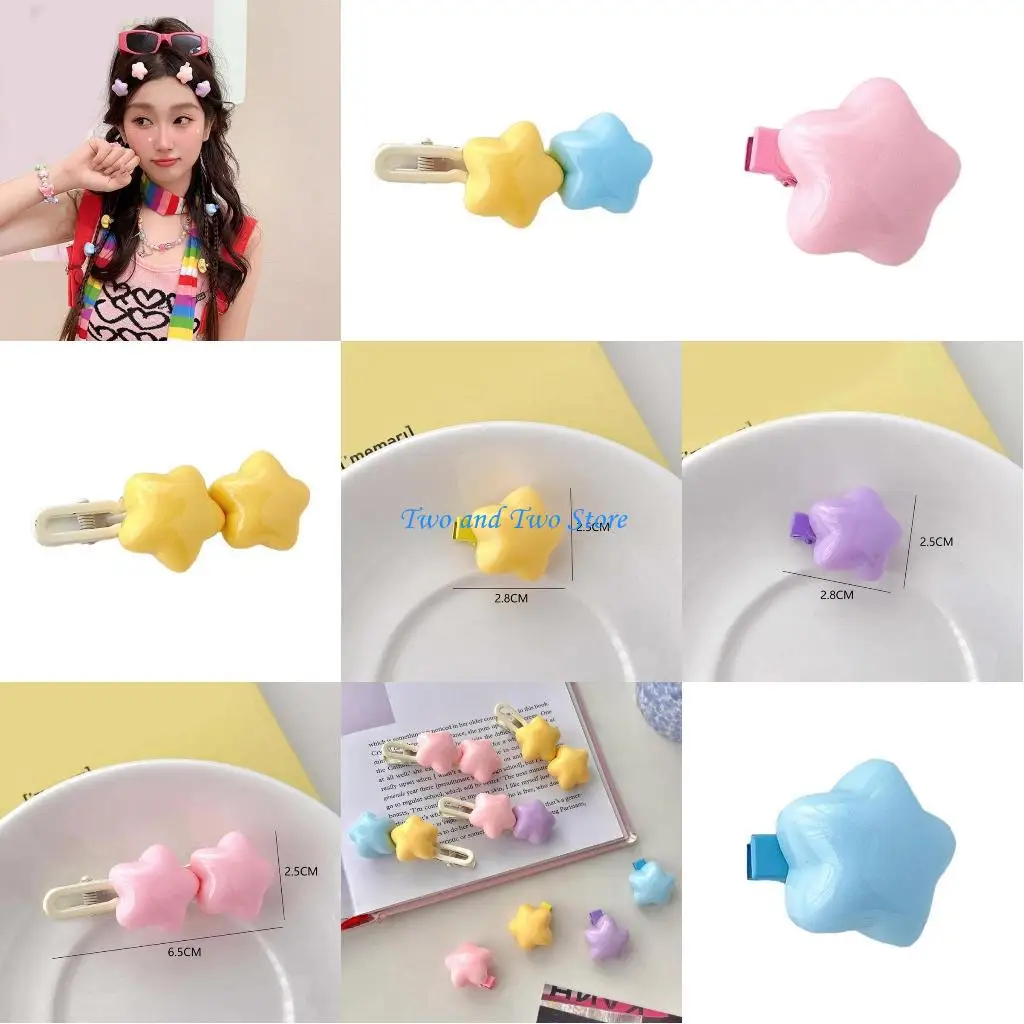 HX6F Jepit Rambut Bentuk Bintang Lucu Jepit Rambut Bebek Remaja Jepit Rambut Warna Permen
