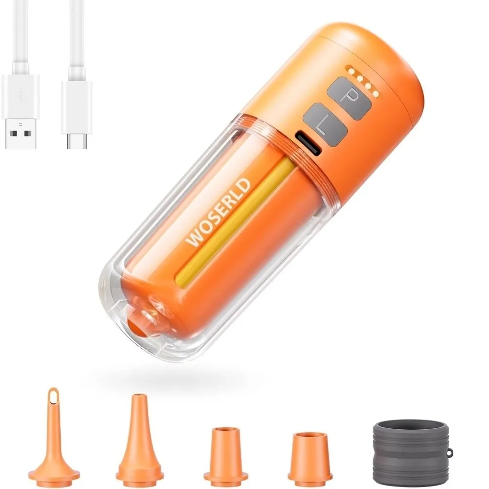Wireless Electric Air Pump Lightweight With LED Light Portable Air Pump 3 Nozzles Multifunctional Rechargeable Air Pump