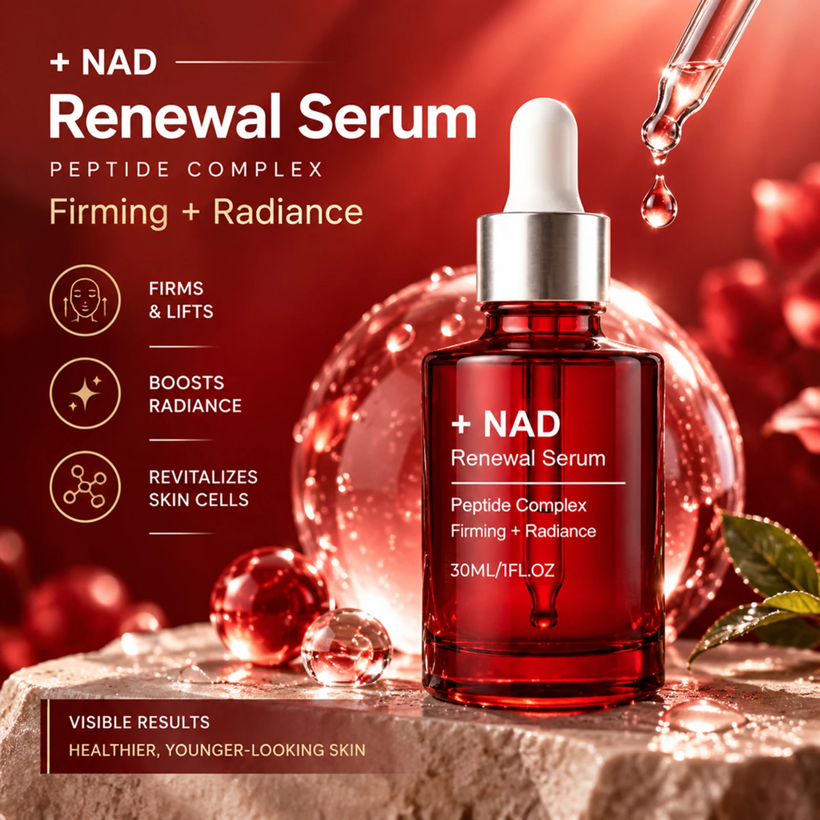 NAD Face Serum Peptide Complex Firming Radiance Glow Hydrating Facial for Skin Elasticity&firmness Dropper Skin Care Serum
