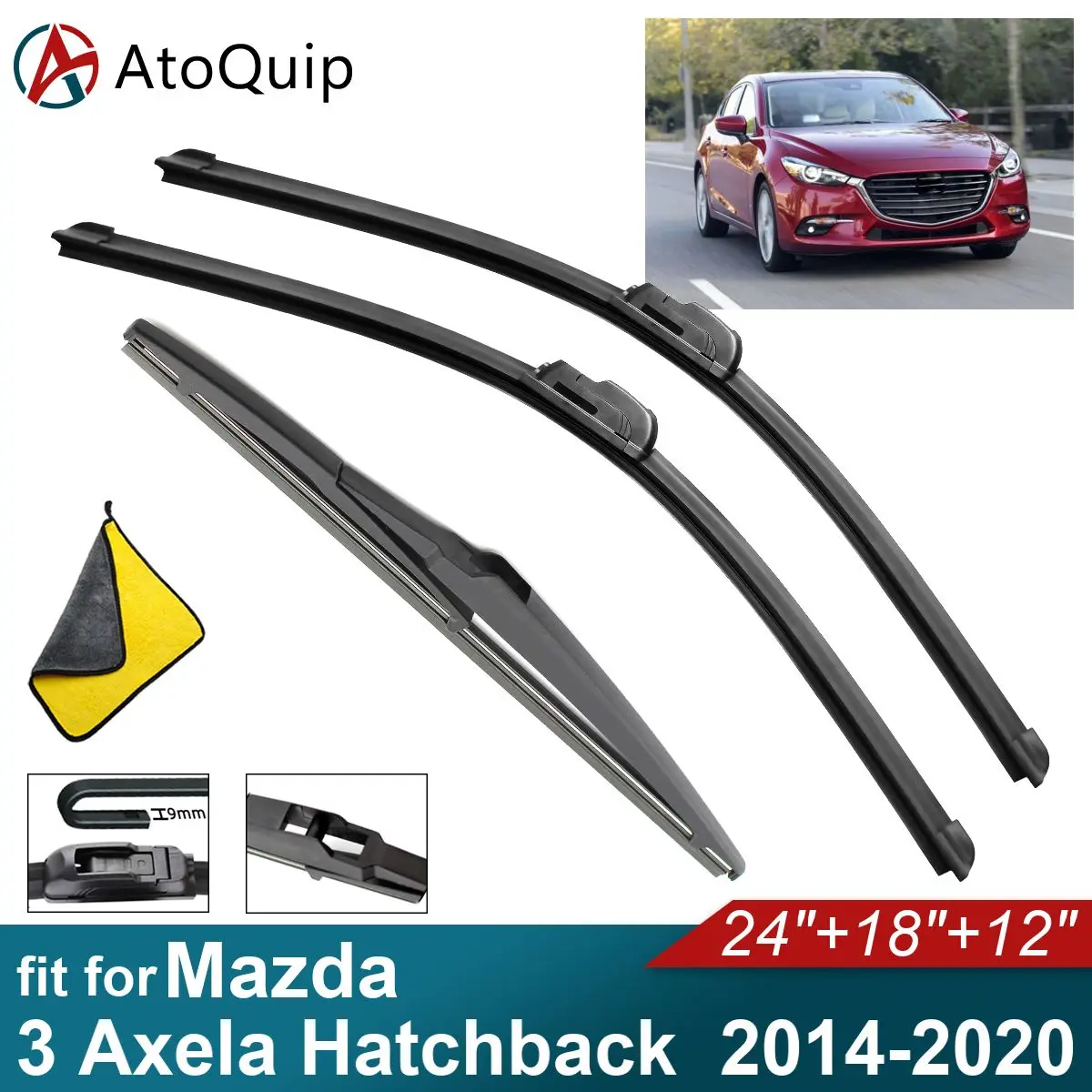 Car Windshield Wiper Blades Fit For Mazda 3 Axela Hatchback Rear Wiper Blades Soft Rubber Auto Front Windscreen