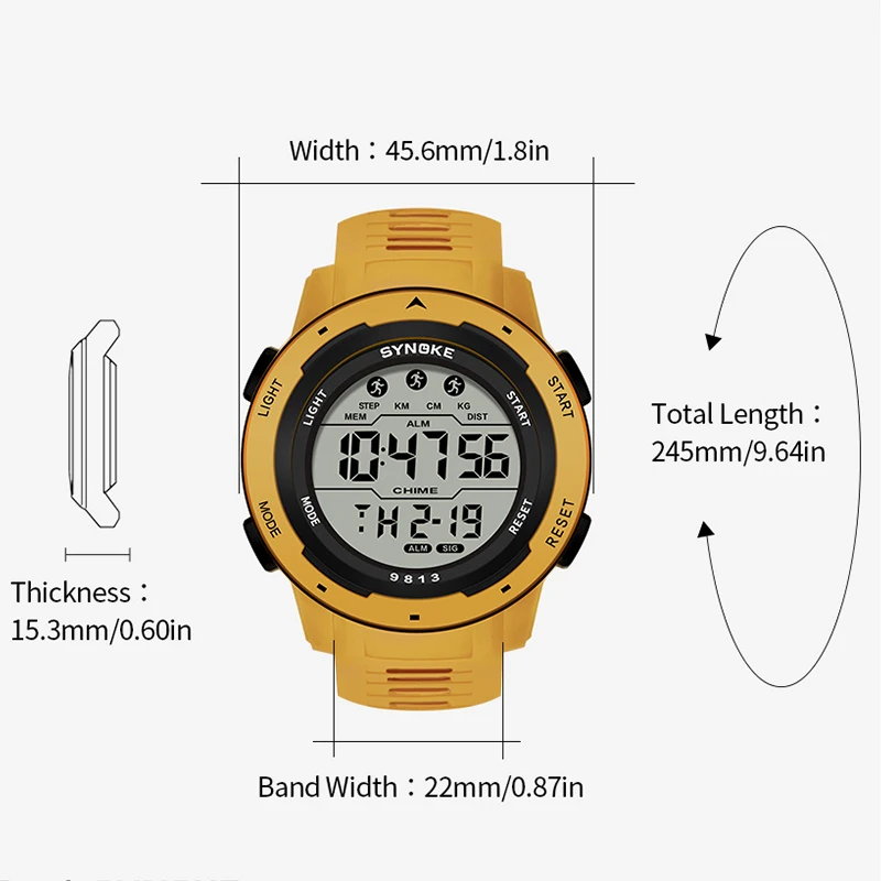 Men Digital Watch SYNOKE 9813 Upgrade Movement Military Sports Watches Fashion Waterproof 50M Electronic Wristwatch Mens