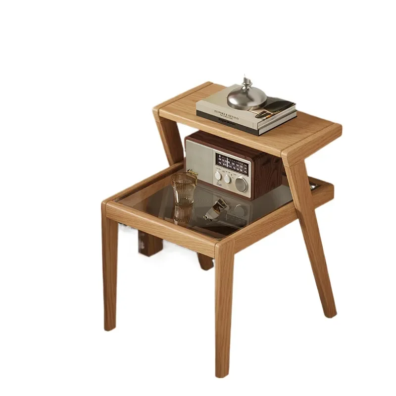 Solid Wood Bedside Table Small Apartment Sofa Side Table Creative Narrow Bedroom Storage Cabinet Shelf