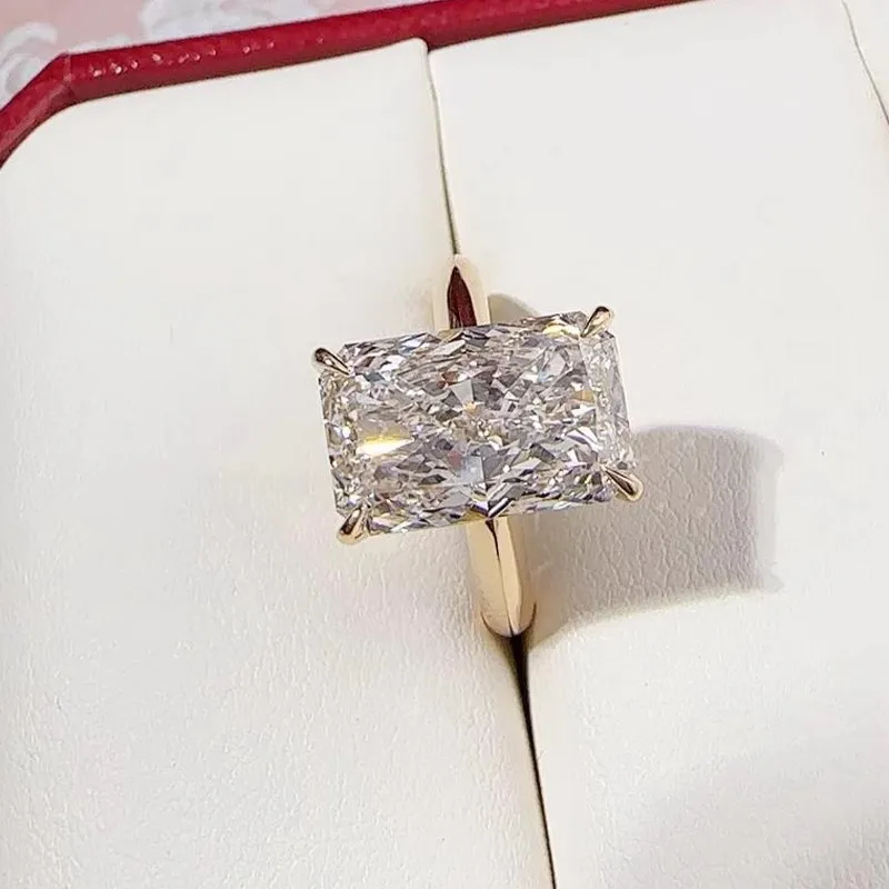 

IGI Lab Growing Diamond Ring Сияющий цвет D 1 2 3Ct Твердое кольцо из желтого золота 18 карат Обручальное кольцо с бриллиантом Заводское обручальное кольцо