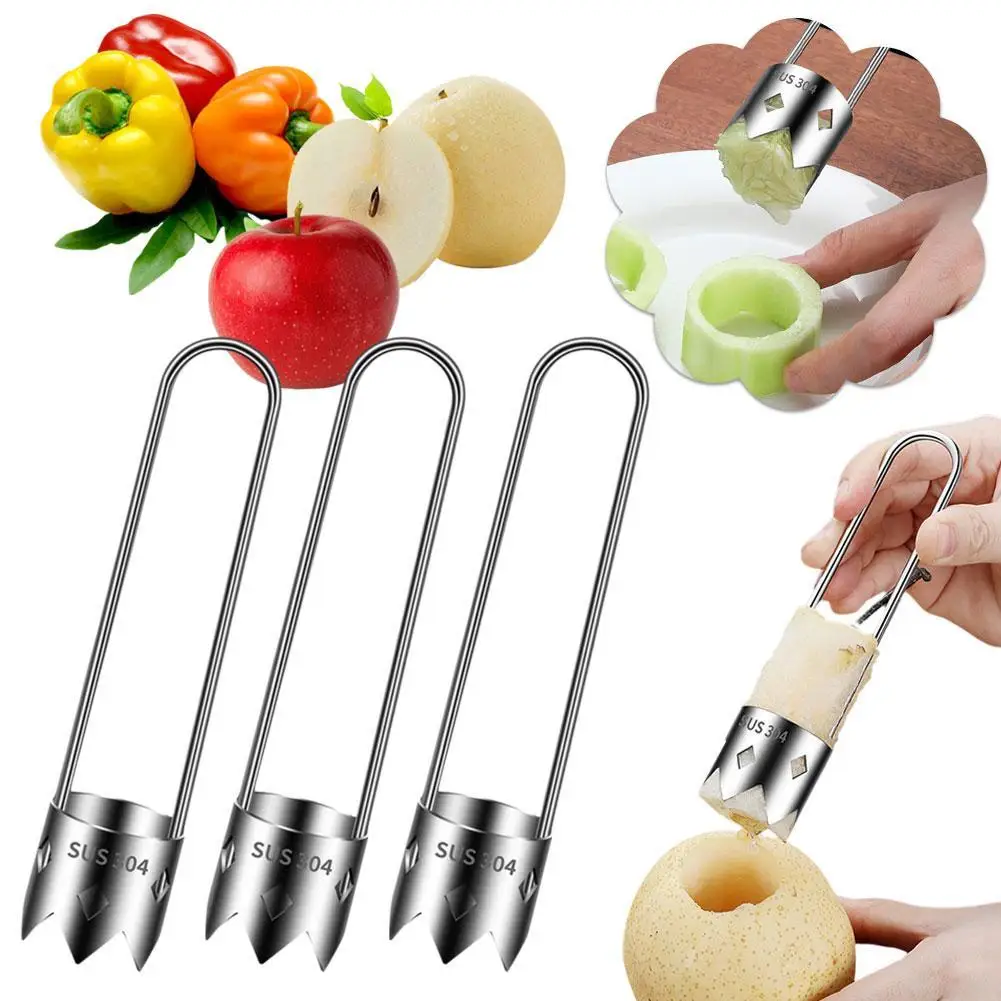 Red Bell Pepper Seed Corer,2024 New Stainless Steel Remover Vegetables Fruit Corer Corer, Fruite Kitchen Tool,For Seed Pepp C2F7