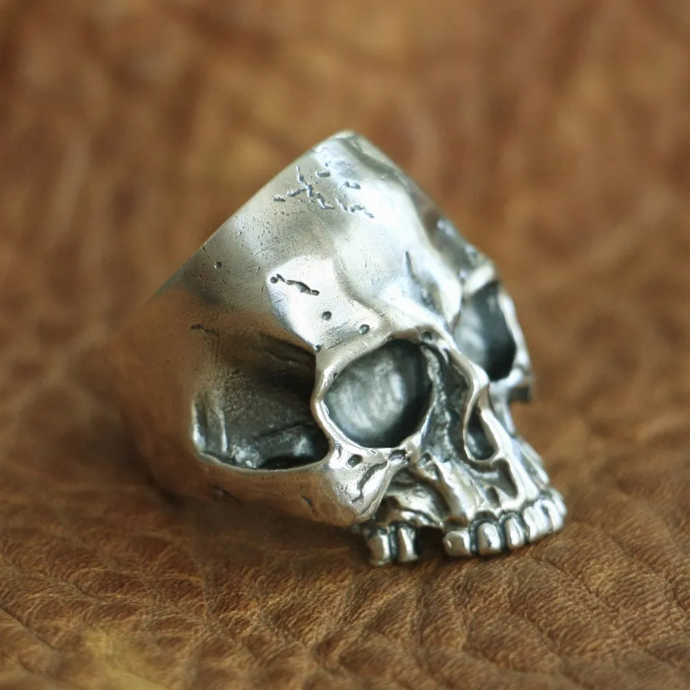 LINSION 925 Sterling Silver Handmade Skull Ring Punk Jewelry TA98 US Size 7~15 BZ