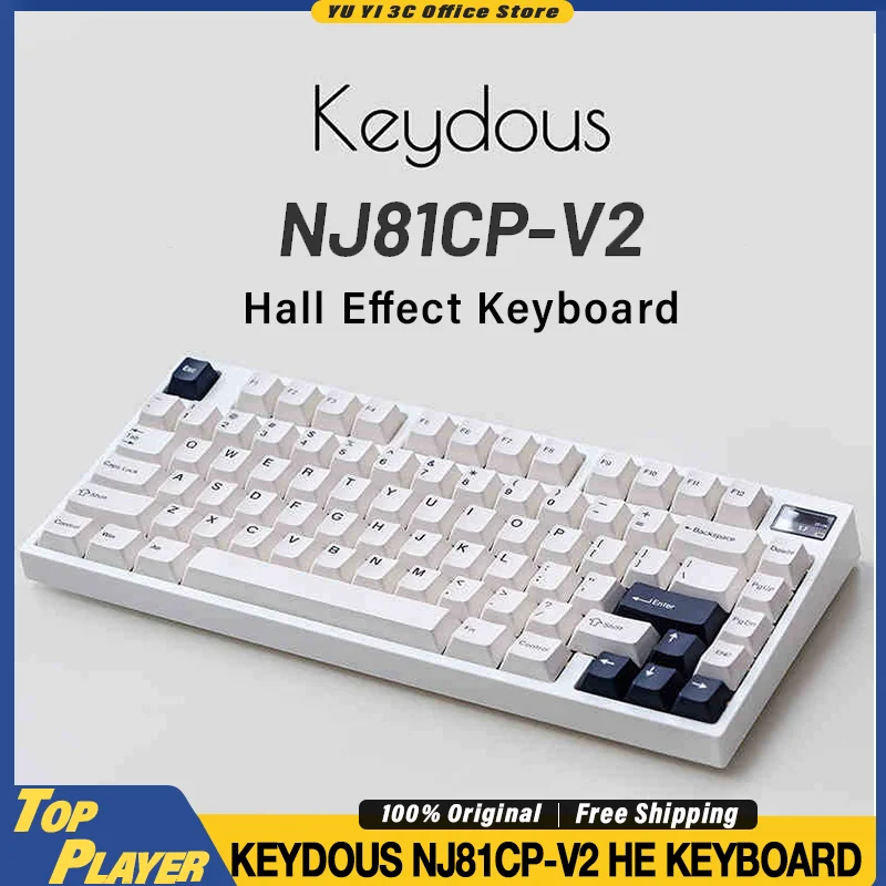 

Keydous NJ81 CP V2 Gaming Keyboard Hall Effect Gateron Jade Pro Switch 0.01mm RT 8K Wireless Polling Rate with TFT Display RGB