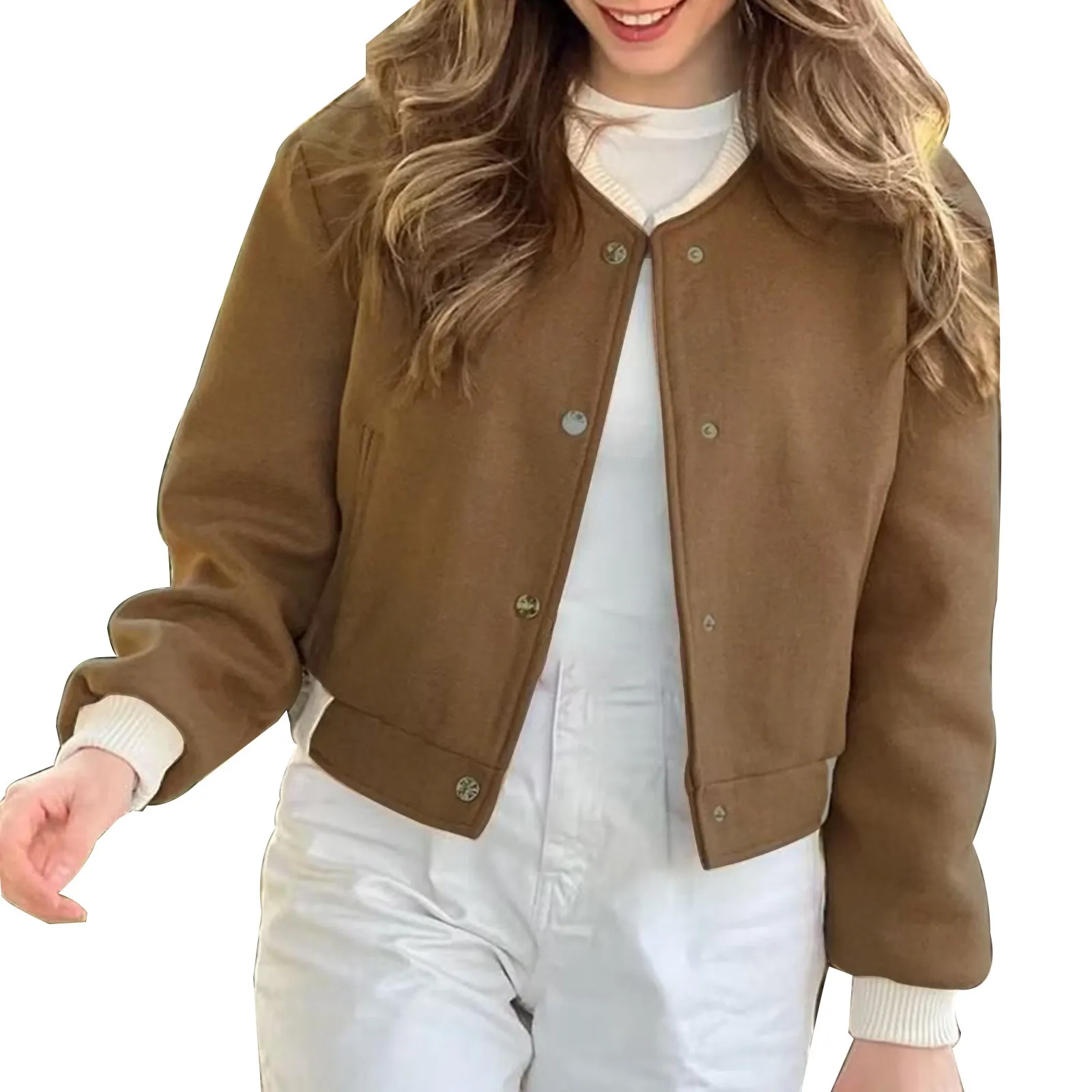 Fashion Bomber Jackets for Women 2023 Chic Pockets Coats Female Long Sleeve Stand Collar Casual Jacket New Pilot Jacket Outerwea