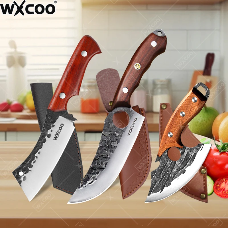 WXCOO Metzgermesser aus Kohlenstoffstahl, Mehrzweck-Küchenschneidebeil für Fleisch, Geflügel und Grill, Küchenmesser, Kochwerkzeug