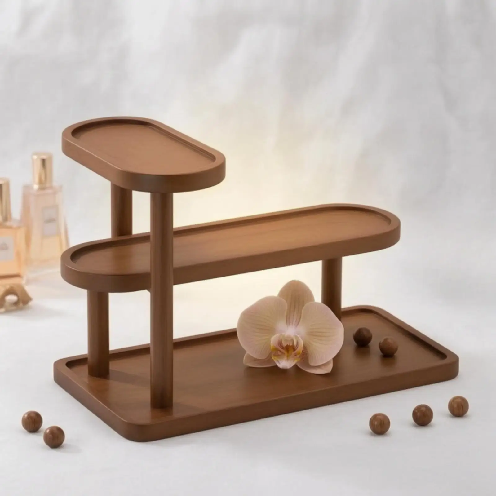 Desktop Storage Rack Space-Saving Desktop Organizer Tiered Tabletop Rack Compact Wooden Display Shelf Easy to Assemble for Desk
