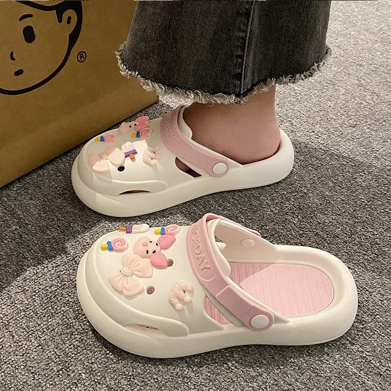 Women's Summer Autumn Outdoor Wear New Cartoon Design Thick Bottom Beach Slippers Home Indoor Comfortable Dongdong Shoes