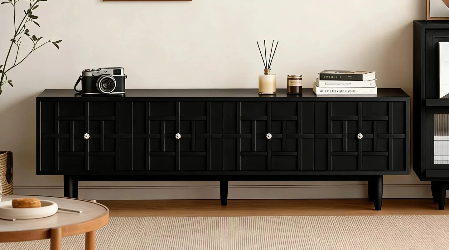 

PYJ Liyuan living room household solid wood TV cabinet storage integrated medieval retro style locker