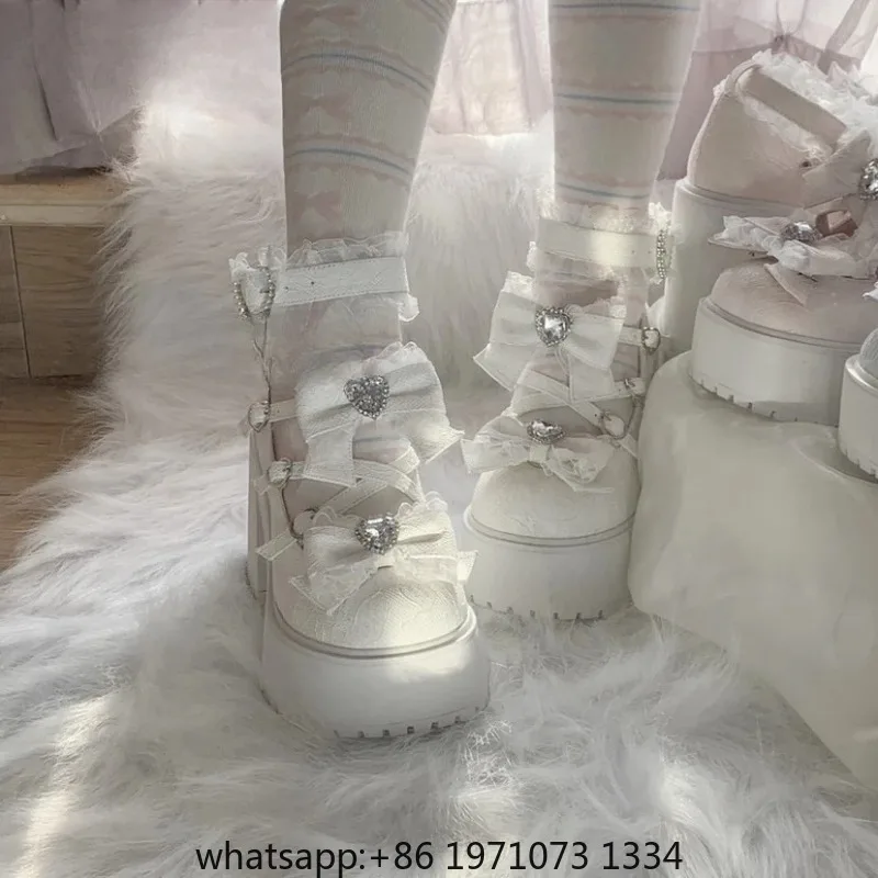 Lolita Sweet Girl 9cm High Heel Japanese Mine Uniform Subculture Muffin Shoes Women Elegant Mary Jane Shoes Pumps Spring New