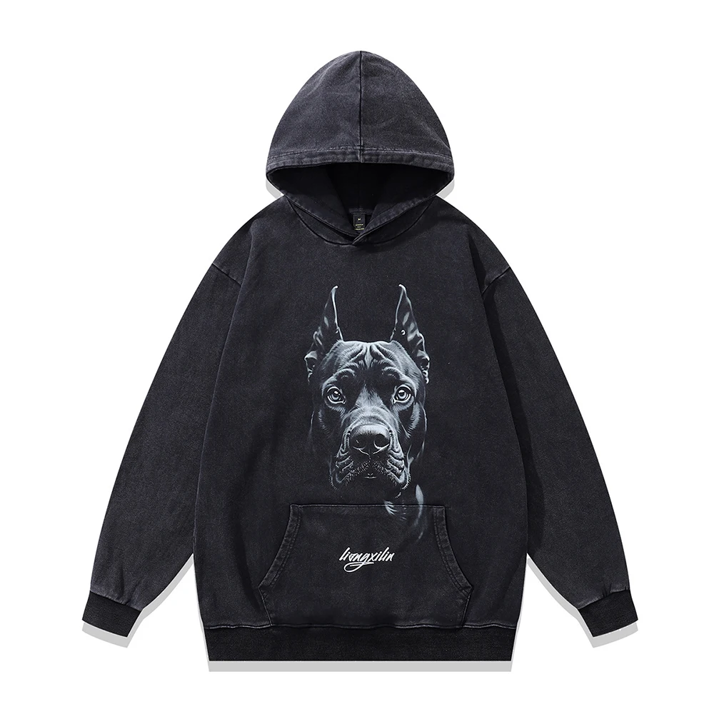 

Retro Doberman Print Men's Hoodies Y2k Oversized Hip Hop Street Hooded Berserk Women Vintage Sweatshirt Winter Cotton Clothes