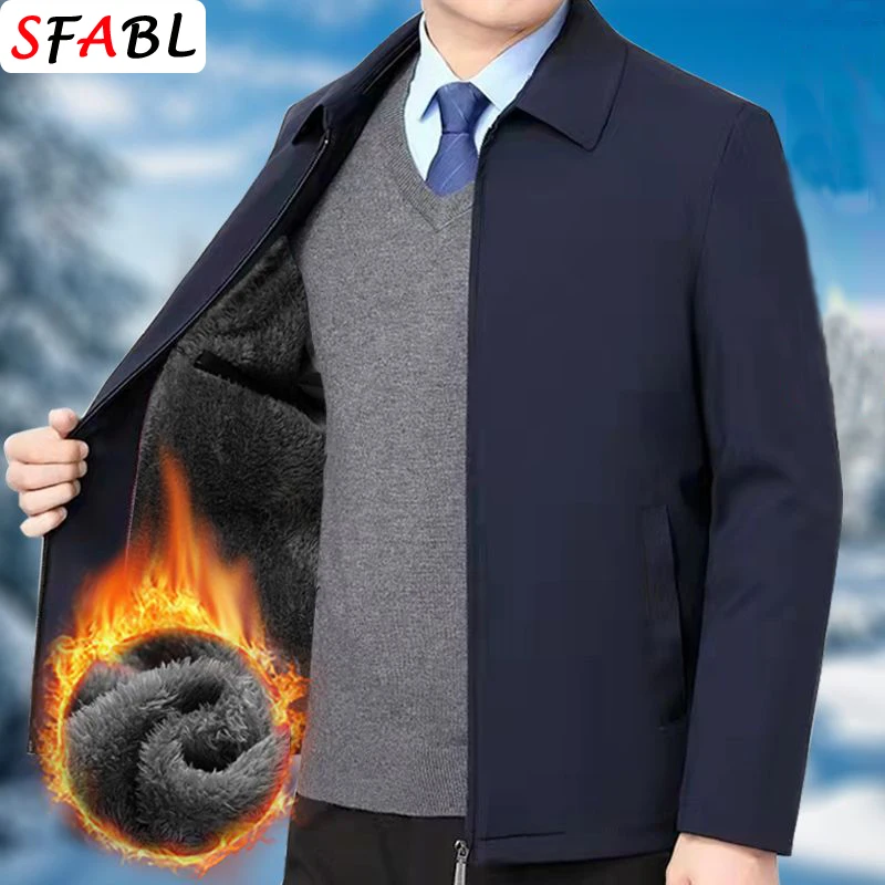 Veste d'hiver chaude en polaire épaisse pour homme coupe-vent manteau d'hiver pour homme Blazer en polaire hommes automne coupe-vent manteau d'affaires décontracté L-3XL