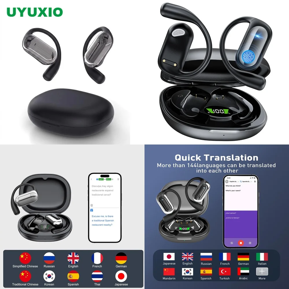 2026 AI Translation Earbuds Real-Time Translation Wireless Earphone BT 5.4 4 Modes No Subscription 144 Languages OWS Open-Ear