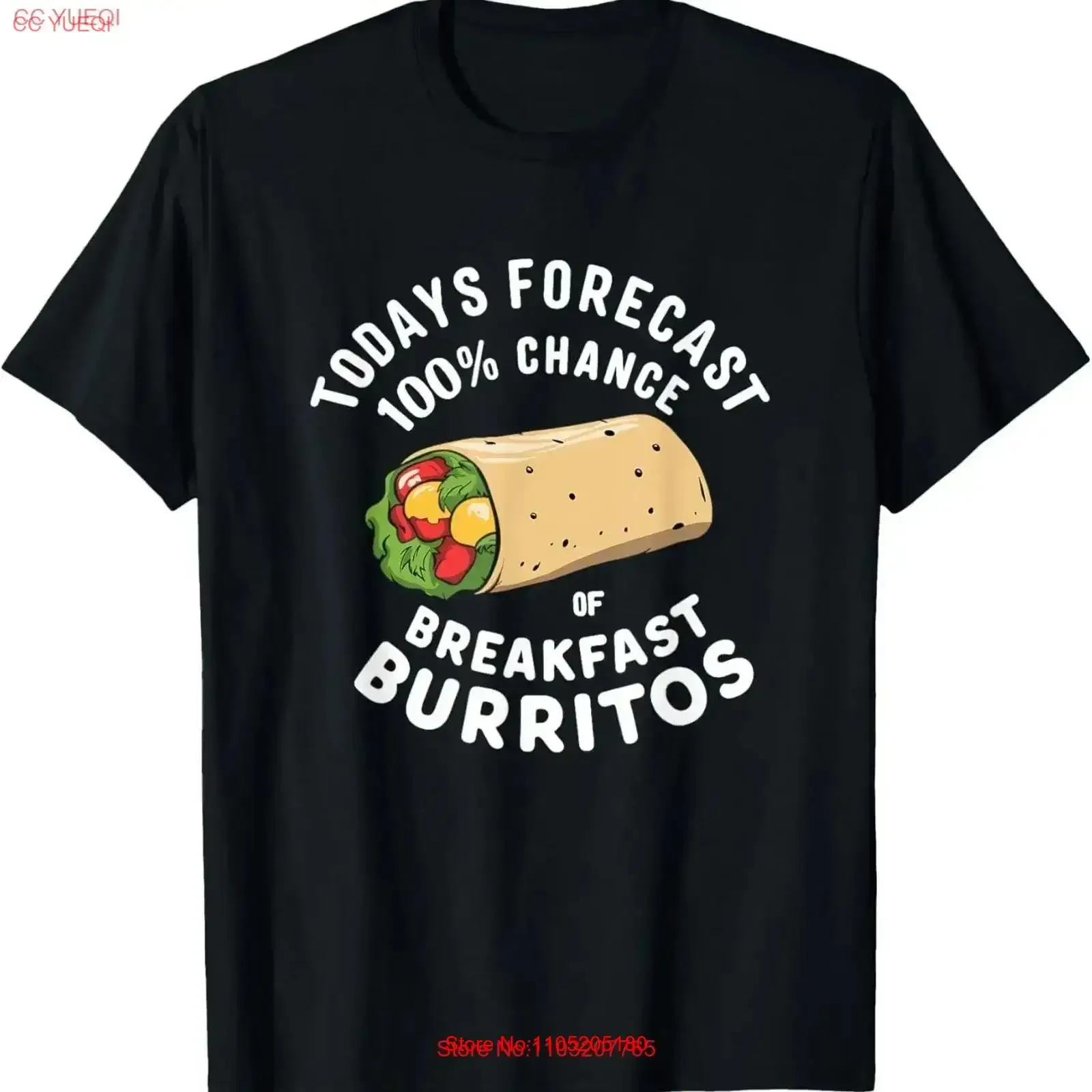 Breakfast Humor Todays Forecast 100 Burrito T Shirt vintage Washed Versatile homme designer clothes Stylish streetwear vintage