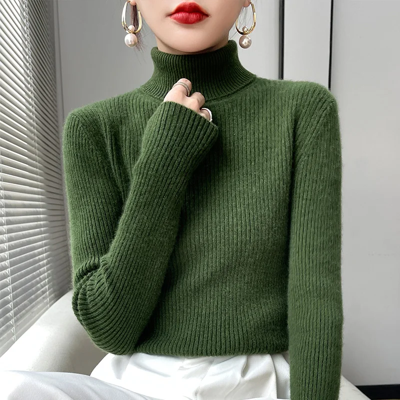 

Женский свитер Camere с высоким воротником и длинным светом, облегающий вязаный базовый свитер, осень-зима, внутренняя одежда, повседневная одежда, круглый, Ne