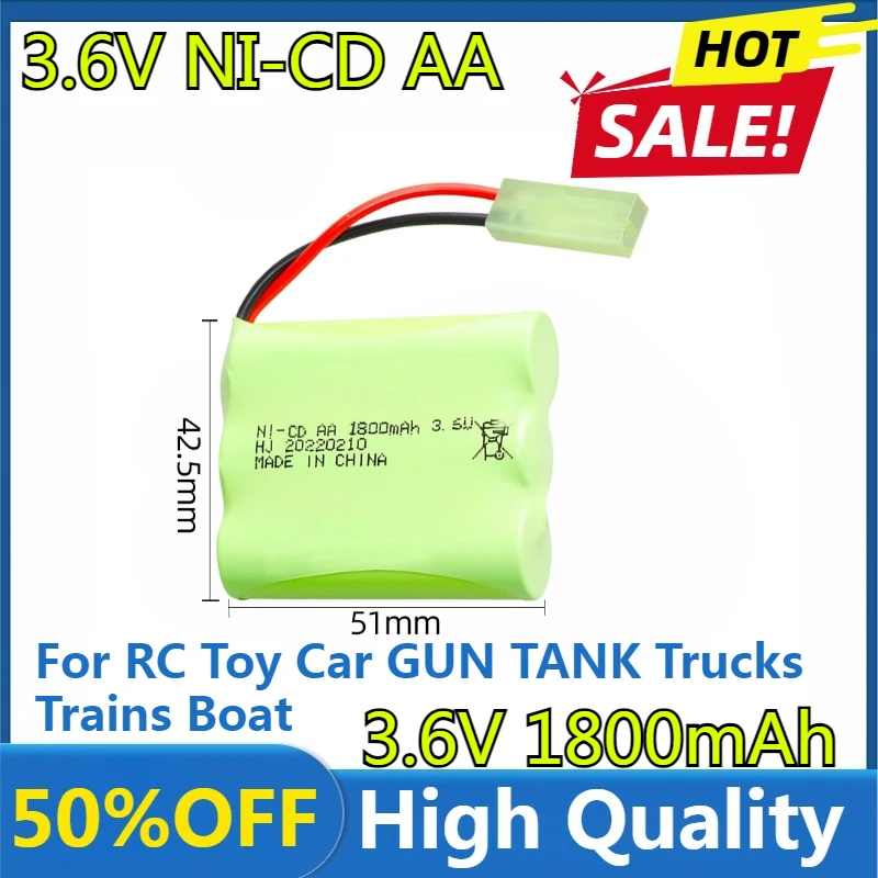 New High Quality Replaceable 3.6V 1800mAh NiCD Battery AA 3.6V Battery Pack for RC Toy Car GUN TANK Trucks Trains Boat