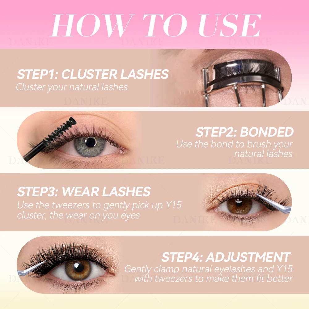 DANIKE 72 Uds DIY extensión de pestañas en racimo pestañas postizas segmentadas mezcla 8-16mm volumen pestañas grupos pinzas de pestañas individuales
