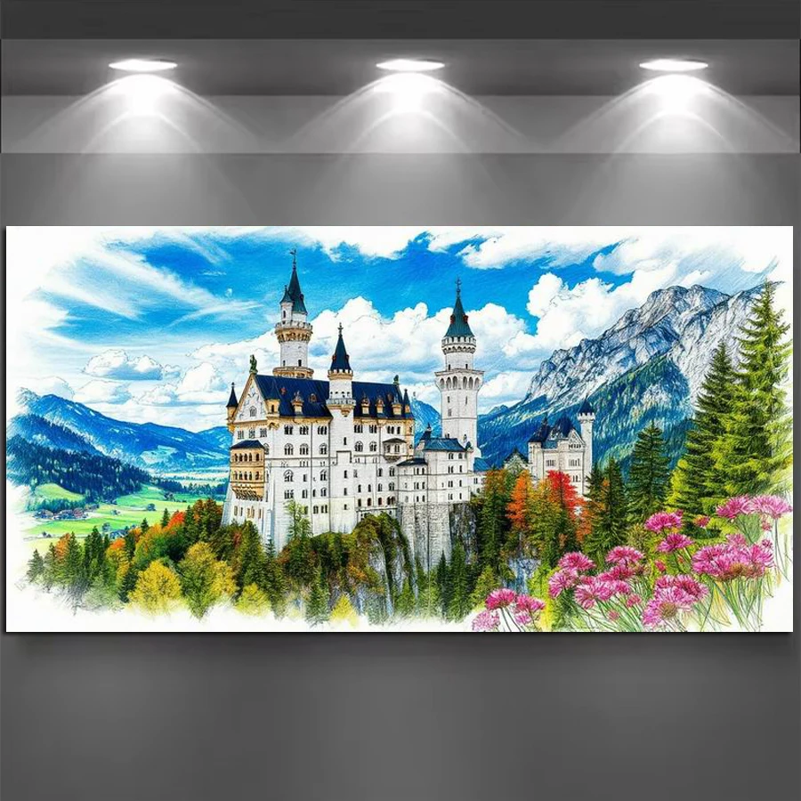 Diy Diamond Embroidery Sale Castle Scenery Mosaic Picture Large Size Diamonds Painting Mountain Full Jewelry Cross Stitch Kits