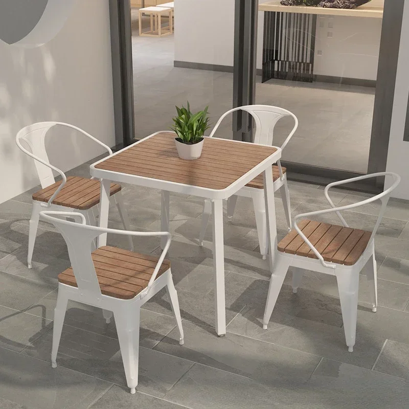 

Wood Outdoor Desk-Chair Outdoor Balcony Negotiation Table and Chair Set One Table Four Chairs Set Courtyard Leisure