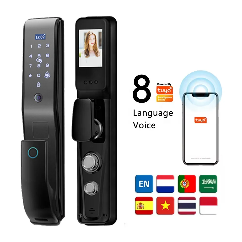 Tuya Ttlock Electric Digital Security System Smart Wifi Door Lock Fingerprint Card Reader App Access Cerraduras Inteligentes