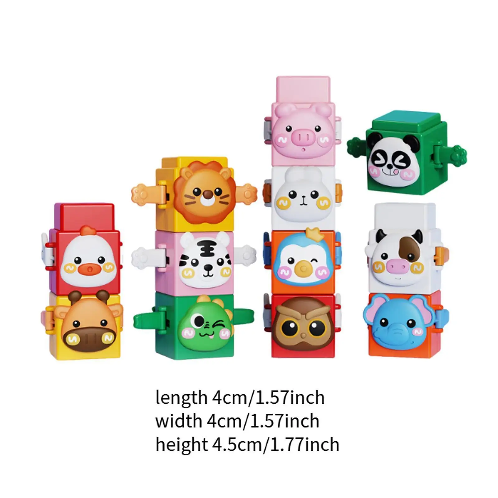 12 Pieces Stacking Toys Set Gifts Pressable Animal Stacking Blocks for Boys Girls Toddlers Kids Children 1 2 3 4 Years Old