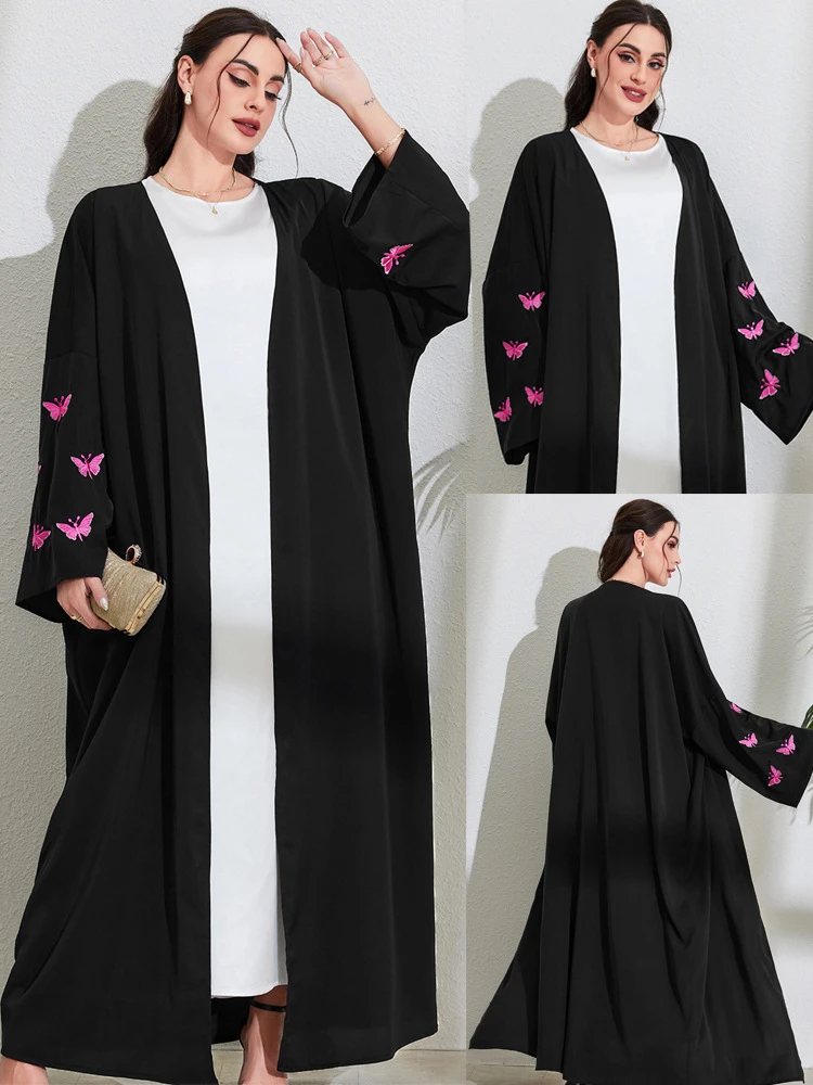 

Middle Eastern Muslim Clothing, Long Dress, Fashionable And Elegant Cardigan, Embroidered Butterfly Dress, Long Robe