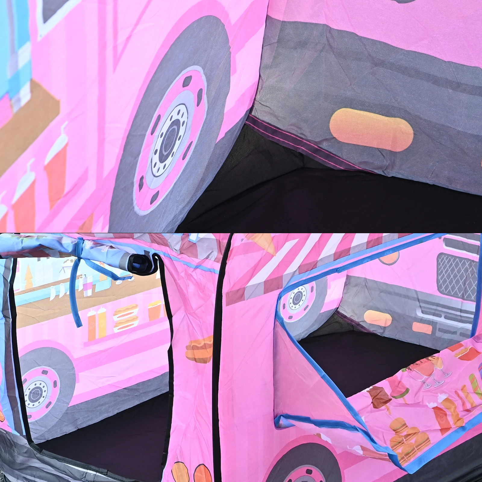 ピンクのアイスクリームデザート、カーゲーム、子供用テント、男の子と女の子向けの屋内遊び、便利な折りたたみ式オーシャンボールプールおもちゃ